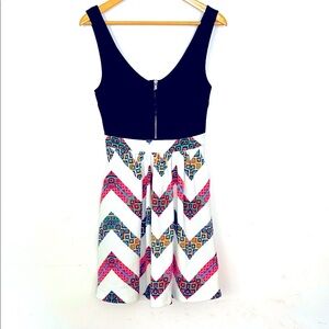 MAEVE by ANTHROPOLOGY Black and Multicolor Chevron Mini Dress